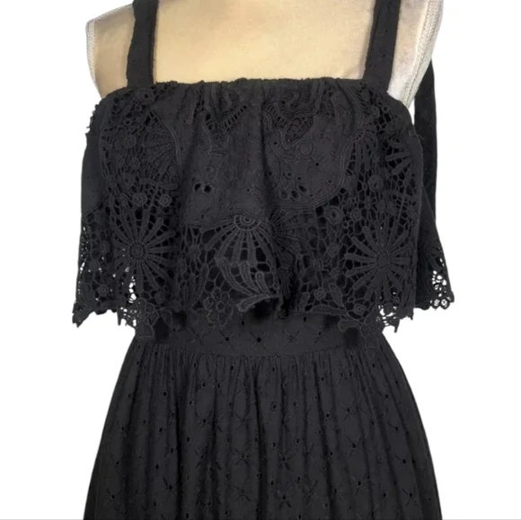 Antonio Melani Black eyelet Dress Midi NWT sz 8 - Picture 4 of 15